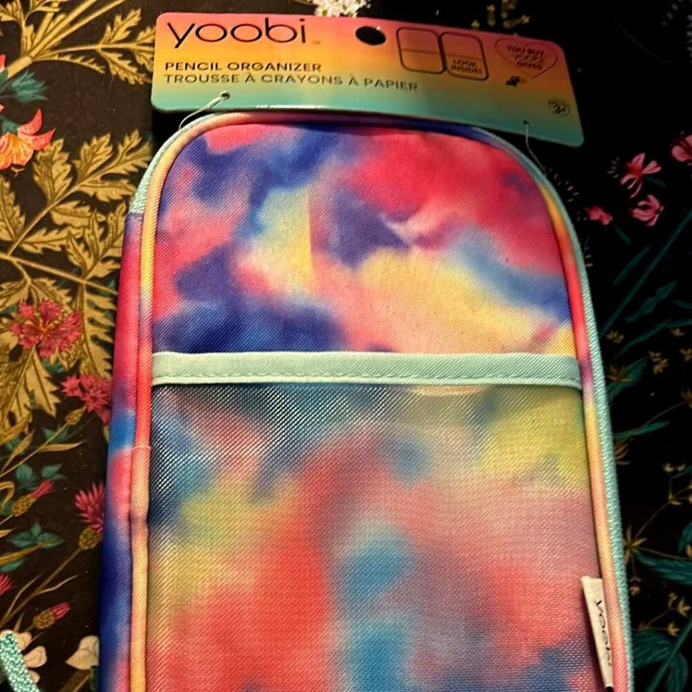 Yoobi Pencil Organizer - Pink, blue, purple tye dye - NEW W/tag